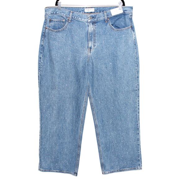Abercrombie & Fitch High Rise The Loose Jean Rhinestone Jeans Size 34 Short NWT - Picture 5 of 13